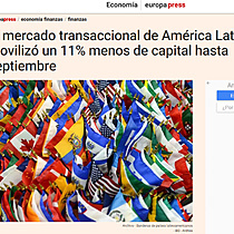 El mercado transaccional de Amrica Latina moviliz un 11% menos de capital hasta septiembre